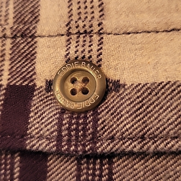 Eddie Bauer Classic Black & White Plaid Flannel, Size Tall Medium - Picture 8 of 8